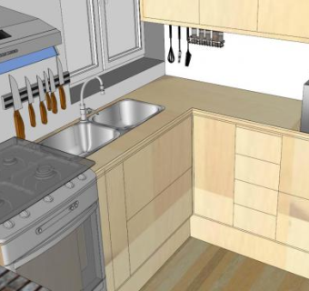 现代室内小型厨房SU模型下载_sketchup草图大师SKP模型