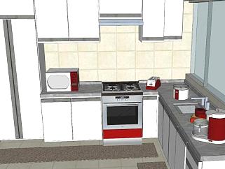 现代家具L型厨房装修SU模型下载_sketchup草图大师SKP模型
