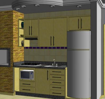 洛佩斯室内厨房SU模型下载_sketchup草图大师SKP模型