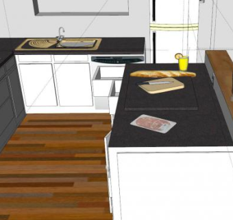 现代风格走廊厨房SU模型下载_sketchup草图大师SKP模型