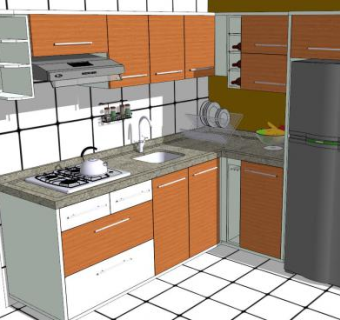 尼娜室内厨房SU模型下载_sketchup草图大师SKP模型
