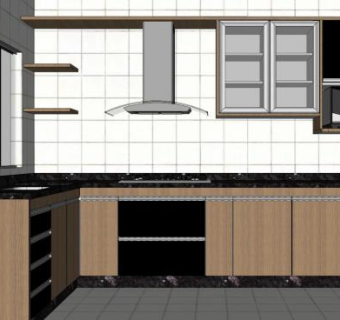 室内装修L型厨房SU模型下载_sketchup草图大师SKP模型