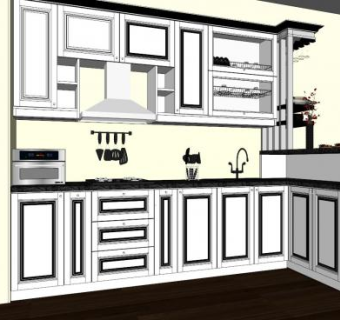 简欧橱柜厨房SU模型下载_sketchup草图大师SKP模型