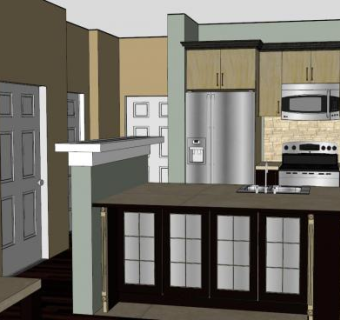现代室内公寓厨房装修SU模型下载_sketchup草图大师SKP模型