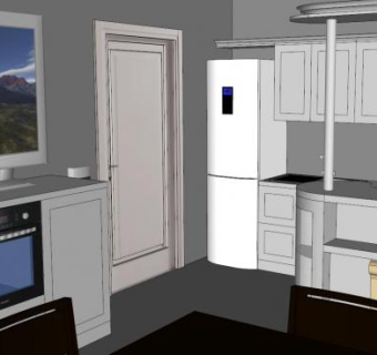 现代装修厨房餐厅SU模型下载_sketchup草图大师SKP模型