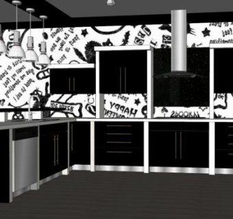 现代诚市风格厨房SU模型下载_sketchup草图大师SKP模型