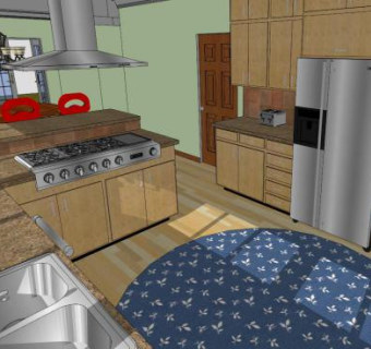 现代回字型厨房SU模型下载_sketchup草图大师SKP模型