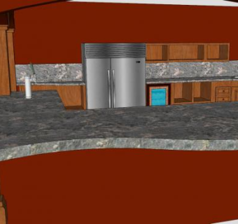 内置家庭酒吧厨房装修SU模型下载_sketchup草图大师SKP模型