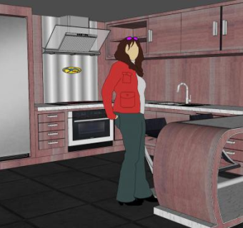 现代U型公寓厨房SU模型下载_sketchup草图大师SKP模型