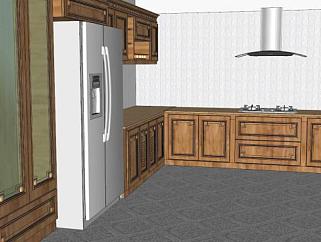 老式厨房家具橱柜SU模型下载_sketchup草图大师SKP模型