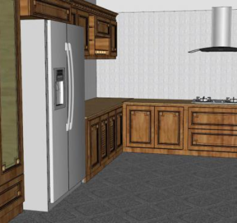 老式厨房家具橱柜SU模型下载_sketchup草图大师SKP模型