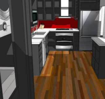 现代变化型厨房SU模型下载_sketchup草图大师SKP模型