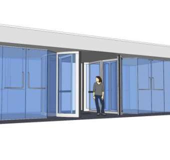 典型酒店玻璃门入口SU模型下载_sketchup草图大师SKP模型