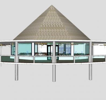 现代高跷餐厅外形门面建筑SU模型下载_sketchup草图大师SKP模型