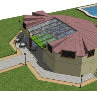 派对旅馆观景泳池SU模型下载_sketchup草图大师SKP模型