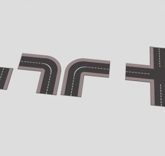 道路弯道十字路口SU模型下载_sketchup草图大师SKP模型