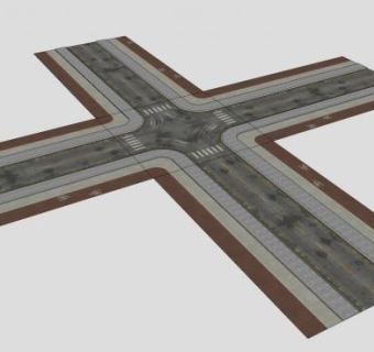 十字道路路面标志线SU模型下载_sketchup草图大师SKP模型