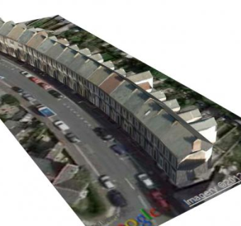 房屋住宅和中间街道SU模型下载_sketchup草图大师SKP模型