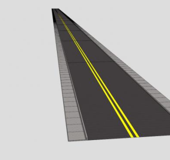 黄色双实线道路SU模型下载_sketchup草图大师SKP模型