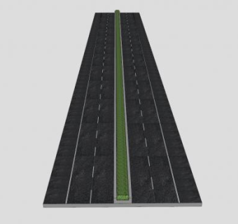 双向道路观景花圃SU模型下载_sketchup草图大师SKP模型
