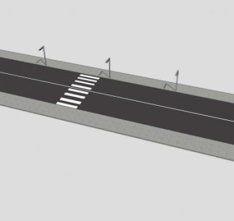 人行道道路SU模型下载_sketchup草图大师SKP模型