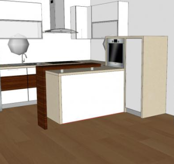 简约风格厨房家具装修SU模型下载_sketchup草图大师SKP模型