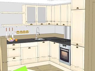 现代风室内厨房家具SU模型下载_sketchup草图大师SKP模型