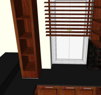 现代红木L型厨房SU模型下载_sketchup草图大师SKP模型