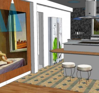 田园风格室内厨房家具SU模型下载_sketchup草图大师SKP模型