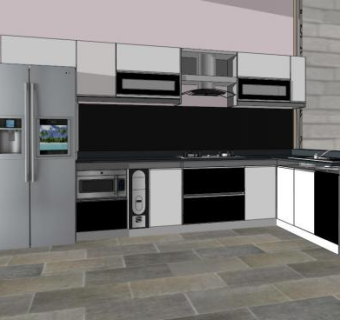 休闲风格室内厨房SU模型下载_sketchup草图大师SKP模型