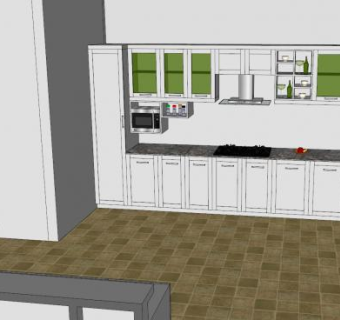 现代厨房橱柜家具装修SU模型下载_sketchup草图大师SKP模型