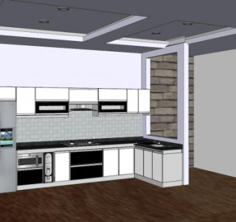 上海东河厨房家具装修SU模型下载_sketchup草图大师SKP模型
