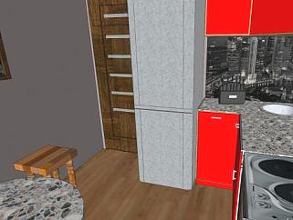 现代化室内厨房家具SU模型下载_sketchup草图大师SKP模型