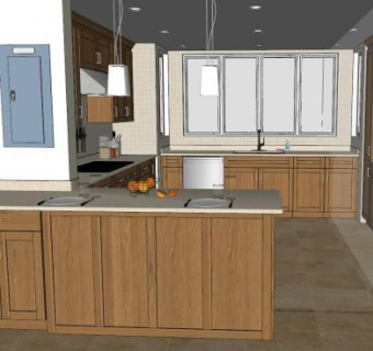 现代小公寓厨房SU模型下载_sketchup草图大师SKP模型