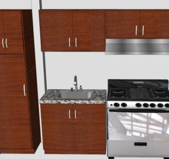 红木室内厨房家具SU模型下载_sketchup草图大师SKP模型