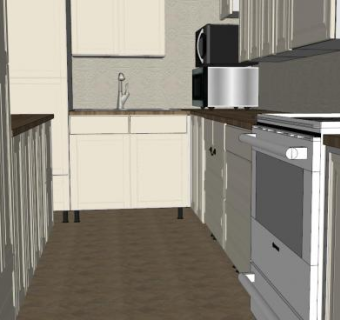 现代U型宜家厨房SU模型下载_sketchup草图大师SKP模型