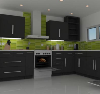 现代化室内L型厨房SU模型下载_sketchup草图大师SKP模型