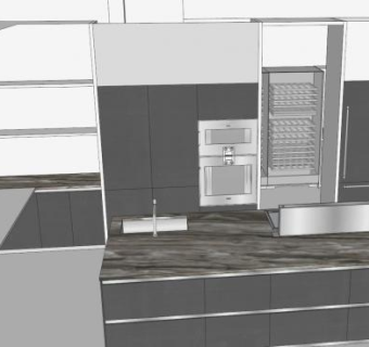简约风格室内装修厨房SU模型下载_sketchup草图大师SKP模型
