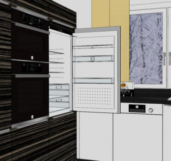 现代U型小厨房SU模型下载_sketchup草图大师SKP模型