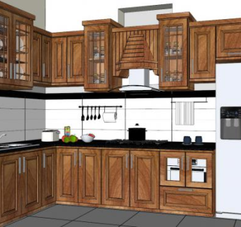 阿江家厨房橱柜SU模型下载_sketchup草图大师SKP模型
