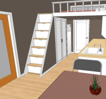 白灰色厨房家具SU模型下载_sketchup草图大师SKP模型