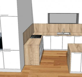 白色厨房室内装修SU模型下载_sketchup草图大师SKP模型