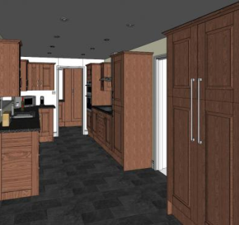 现代橱柜走廊式厨房SU模型下载_sketchup草图大师SKP模型