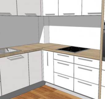 现代橡木厨房SU模型下载_sketchup草图大师SKP模型