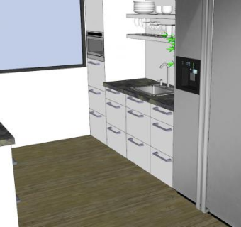 现代厨房室内家具装修SU模型下载_sketchup草图大师SKP模型