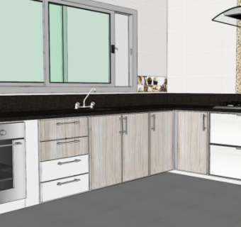 现代风格全调制厨房SU模型下载_sketchup草图大师SKP模型