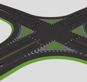 城市十字路口道路设施SU模型下载_sketchup草图大师SKP模型