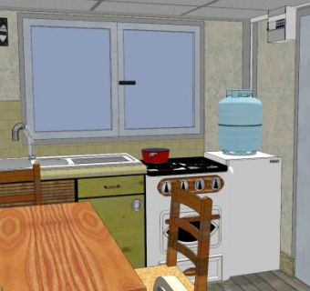 现代朴素预制厨房SU模型下载_sketchup草图大师SKP模型