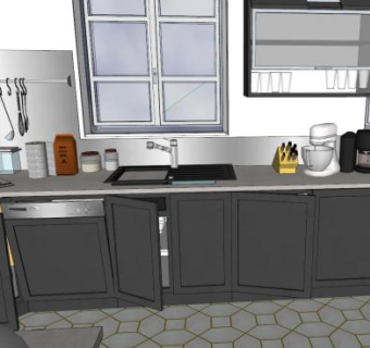 现代烹调厨房SU模型下载_sketchup草图大师SKP模型