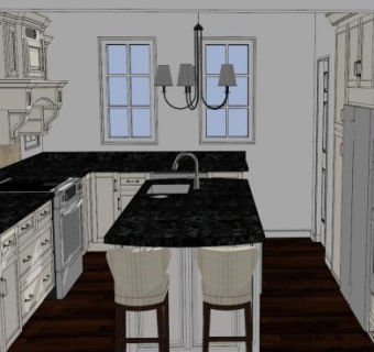 简欧风格室内家具厨房SU模型下载_sketchup草图大师SKP模型